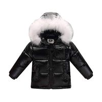 Orangemom Kids Baby Down Jacket Coat Winter Thicked Hooded Winterproof Outerwear-Black 2T