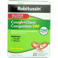 Robitussin Cough + Chest Congestion DM Liquid-Filled Capsules Maximum Strength - 20 ct, Pack of 4