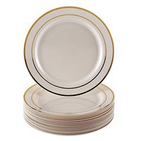 PLASTIC DISPOSABLE PLATES 10.25" Glare Ivory/Gold (20 pc)
