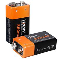 Hixon Rechargeable 9V 850mAh Li-ion Battery for Smoke Detector Multimeter Alarm System(2 Pack)