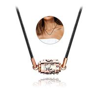 Essential Oil Necklace Diffuser Necklace Pendulum Pattern Aromatherapy Diffuser Necklace with Black Rope Aroma Necklace Locket Pendant Gifts for Women & Girls (Rose Gold)
