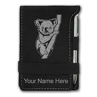 Mini Notepad, Koala Bear, Personalized Engraving Included (Black with Silver)