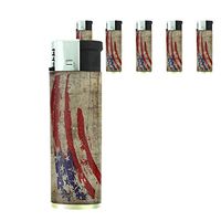 Vintage American Flag Set of 5 Lighters D2 Patriotic Freedom American Heroes Veterans