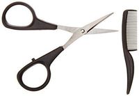Allary Men's Beard & Mustache Scissors & Mini Comb Trimming Kit