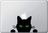 Yadda-Yadda Design Co. Cat - Soon. - Contour Cut Color Vinyl Laptop or MacBook Decal (7.25" w x 4.5" h) (Black Cat w/Green Eyes)