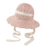 Meidexian888 Children Ribbons Breathable Hat,Summer Baby Girls Kids Straw Hat Bucket Hat (Pink)