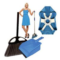 Broom and Dustpan Set (Long Handle) with"The Broomie" Micro Fiber Broom Cover, Turns Your Broom Into a Dirt, Dust and Pet Hair Magnet.