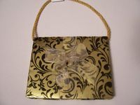 Volia Raised Felt Gift Card Holder ~ Gold with Black Accent