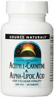 Source Naturals Acetyl L-Carnitine and Alpha-lipoic Acid, 650mg, 60 Tablets