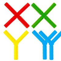 Gafly X's and Y's (4 Pack) - Sensory Chewy for Children with Autism, Boys and Girls Special Needs Chew Tubes, Solution for Oral Motor Fixation and Aggressive Chewers, Silicone, Red Blue Yellow Green