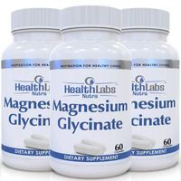 Health Labs Nutra Magnesium Glycinate Supplement (400 mg) Non-GMO, Gluten Free, Vegan | Natural Mood Enhancer, Helps Relieve Stress | Made in The USA | Pack of 3