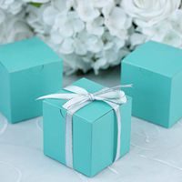 Efavormart 100 pcs of 3x3x3 Turquoise Favor Box for Candy Treat Gift Wrap Box Party Favor Boxes for Bridal Shower Wedding Party