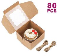 Moretoes 30 Packs 4x4x2.5 Inches Brown Bakery Boxes with Window Paper Gift Boxes for Pastries, Cupcakes, Small Cakes and Cookies
