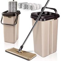 LONGLAN Self Wash Dry Mop,with 4 Squeegee Mop Pads Free Hand Wash Mop with Bucket for Floor Cleaning Masthome