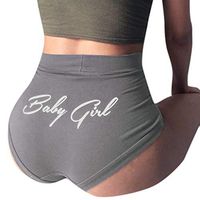 Women's Sexy Hot Pants Solid Color Shorts,Cute Lolita Style Baby Girl Letter Print High Waist Push Up Briefs,Casual Beach Shorts,Mini Boyshorts for Yoga,Fitness,Street,Outdoor (Gray, XX-Large)