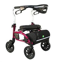 Evolution Xpresso Zero Lightweight Medical Walker Rollator with Seat, Large Wheels, Brakes, Backrest, Basket for Seniors Indoor Outdoor use (Shiraz Red, Regular)