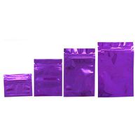 Colorful Mylar Aluminum Foil Zip Lock Bags Pouches Food Storage Pouches Accessory Snack Package Bags Zipper Aluminum Foil Food Grade Pouches (Pack of 100) (14x20 cm(5.51"x7.87"), Purple)