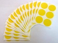 Minilabel 80 Labels , 25mm Diameter Round , Plastic / Vinyl Colour Code Stickers Yellow
