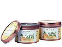 Aroma Naturals Tin Candle with Orange and Lemongrass Essential Oil Natural Soy Scented, Ambiance, 2 Count