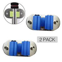 OVOV Pack of 2 Broom Holder Wall Mounted Self Adhesive Stainless Steel Garden Storage Rack Non Slide Commercial Kitchen Closet Organizer (Blue)