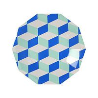 Meri Meri Aqua Cubic Plates Small