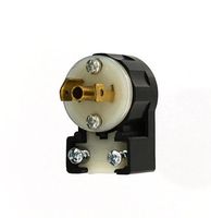 Leviton ML2-AP 15 Amp, 125 Volt, Locking Plug, Industrial Grade, Grounding, MiniLock Angle, Black-White