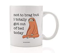 TOTALLY AWAKE Coffee Mug Funny Gift Idea for Sloth-like Teen or Adult Sleep Lover Who Accomplishes Getting Out Of Bed Christmas Birthday All Occasion Present 11oz Ceramic Tea Cup Digibuddha DM0642
