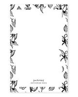 Black and White Hand Drawn Floral Personalized Notepad with Name, 50 Sheets, Personalized Stationery/Stationary, Personalized Gift (4.25" x 5.5")