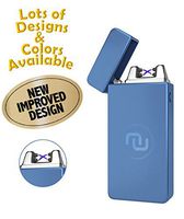 Novelty Wares - USB Flameless Plasma Dual Arc Rechargeable Windproof Cigarette Lighter with Charging Cable and Gift Box (Navy Blue)