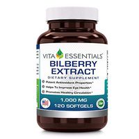 Vita Essentials Softgels, Bilberry Extract, 1000 Mg, 120 Count