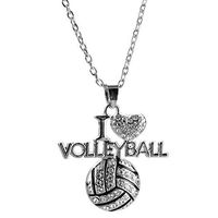 Charm Gift Jewelry Birthday Fashion I Love Volleyball Crystal Necklace Pendant Prom Pretty Bright For gift Simple Lovely Cheap Jewerly Women Beads Accessory