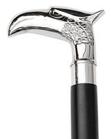 Icrafts 37” Decorative Walking Cane Premium Quality Rare Eagle Head Decorative Prop with Nickel Plated Brass Handle Symbol of Power and Strength