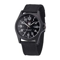 Fxbar,Quartz Casual Mens Watches Handmade Woven Band Analog Wrist Watch Arabic Numerals Dress Watch(Black)