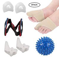 AWZSDF 8 pcs Bunion Corrector & Bunion Relief Protector Sleeves Kit Set Treat Pain in Hallux Valgus, Big Toe Joint, Hammer Toe, Toe Separators Spacers with Foot Massage Ball