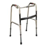 Goquik Elderly Walker Foldable Old Man Auxiliary Double Armrests Four Feet Black Flat Steel Walker 45×37×75(91) cm