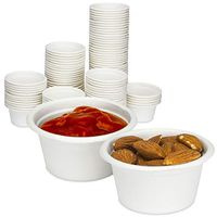 [100 pack] 2 oz White Compostable Disposable Cup - 100% Biodegradable Sugarcane/Bagasse, Paper and Plastic Alternative, Hot or Cold Portion Food and Sauce Condiments Containers, Microwave Safe