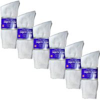 USBingoshop 6 Pairs Mens Physicians Approved Crew Ankle Diabetic Socks Cotton (U-6-PK-D-White)