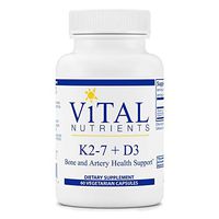 Vital Nutrients - K2-7 + D3 - Bone and Artery Health Support - 60 Capsules per Bottle