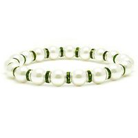 Accents Kingdom Women's Magnetic Hematite White Tuchi Simulated Pearl Bracelet with Simulated Peridot Crystal, 7.5"