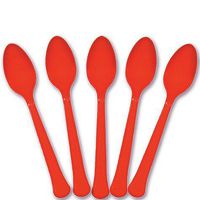 Extra Heavy Weight Plastic Spoons | 20ct (Apple Red)