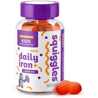 Kids Daily Iron+ Gummies by Squiggles 100ct. | All-Natural, Low Sugar, and Super Yummy | Daily Dose of Iron + Boost of Vitamins and Minerals.