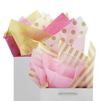 Tissue Gift Wrapping Paper 60 Sheets Metallic Gold Set Premium Quality Recyclable Bulk, 26” x 20”, Perfect for Art Craft Decoration, Birthday, Wedding, Baby Shower by BllalaLab (Pink & Gold)