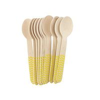 Youmewell Disposable Wooden Cutlery Yellow Chevron Wooden Spoons 108 Count