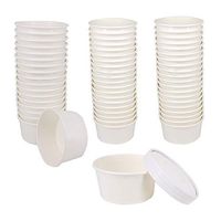 Belinlen 50 SET 6 OZ Disposable White Ice Cream Cups with Lids Medium Hot and Cold To Go Cups Paper Cup Takeout Food Container