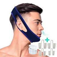 KS-HEALTH Anti Snoring Chin Strap and Snoring Solution Nose Vents-Adjustable Stop Snoring Sleep Aid for Men and Women-1 Chin Strap and Bonus 4 Set Nose Vents Snore Stopper