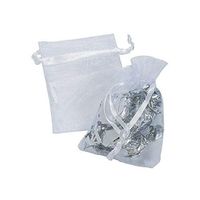 Fun Express - Mini White Organza Drawstring Bags - Party Supplies - Bags - Fabric & Textile Bags - 50 Pieces