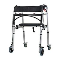 Walkers Stand-Up with Handbrake, Height and Width Adjustable, 4 Rollers and Seat for The Elderly