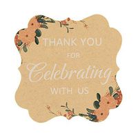 OPG Kraft Brown Rustic Floral Wedding Stickers, Fancy Frame Rectangular Label Stickers, Adhesive Labels, 100 per Pack/2"(Fancy Frame)