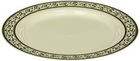 Decor Cream with Gold Rim 9" Heavyweight Plastic Dinner Plates 10 Count