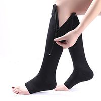 DREAM SLIM New Knee High Zipper Toe Open Compression Socks Calf Leg Support Stocking W192 (XL, Black)